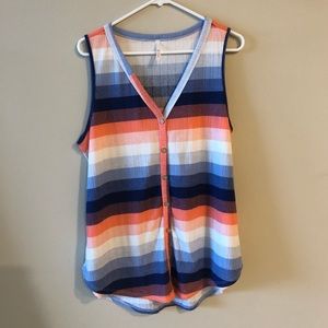 My Story Button Up V-Neck Sleeveless Blouse